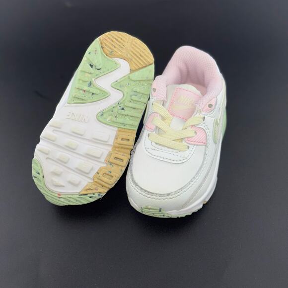 Nike Air Max 90 LTR Leather SE 'White Pink Green - Picture 5 of 5